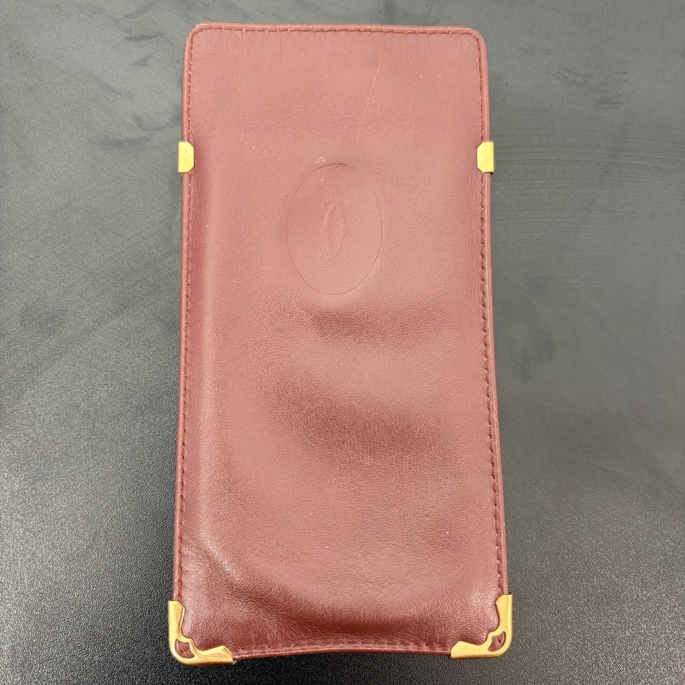 Cartier Unisex Glasses Case One Size Burgundy Leather Vintage Must de Cartier